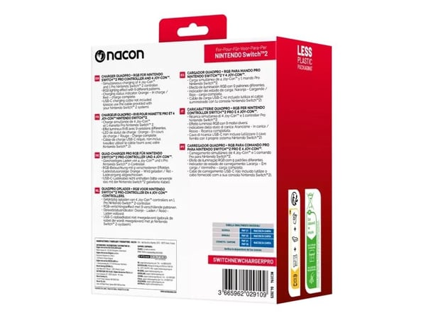 NACON SWITCHNEWCHARGERPRO, Nintendo Switch 2, Latausjalusta, musta, Punainen, USB, Langallinen, 1 kpl
