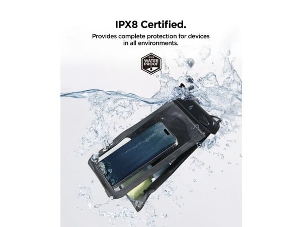 Spigen A603, Fodral, Universal, iPhone 16/15/14/13/12/SE2/SE Series, Pixel 9/8/7/6 series, Xperia, Sharp, Galaxy, Svart, Transparent