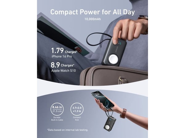 Anker MagGo, 10000 mAh, Langaton lataaminen, 35 W, musta
