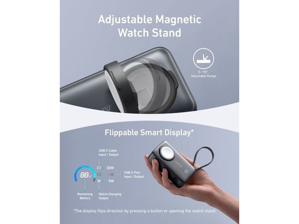 Anker MagGo, 10000 mAh, Langaton lataaminen, 35 W, musta