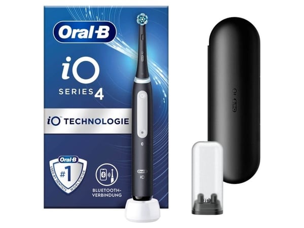 Oral-B iO Series 4 , Voksen, Daglig stell, Sensitiv / Myk, Super sensitive, Whitening, Svart, 4 x 30 sec, Svart, Rund