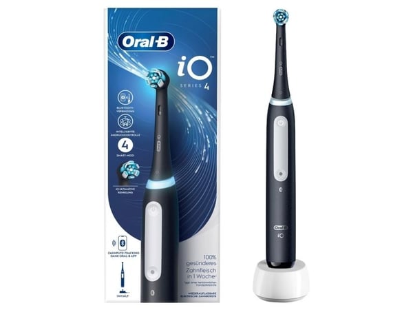 Oral-B iO Series 4 , Voksen, Daglig stell, Sensitiv / Myk, Super sensitive, Whitening, Svart, 4 x 30 sec, Svart, Rund