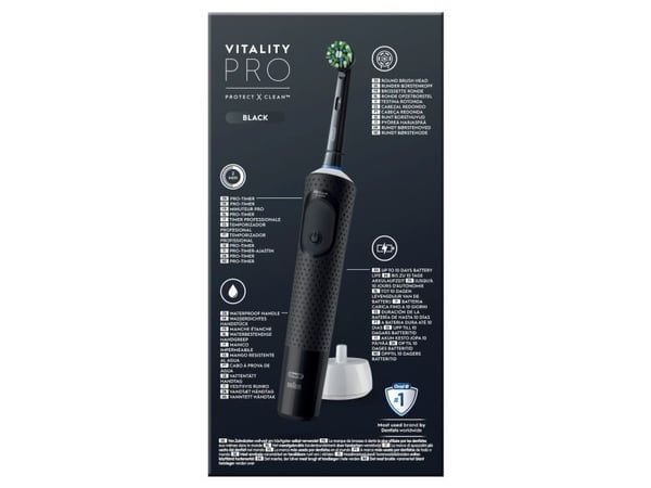 Oral-B Vitality Pro, Voksen, Roterende Tannbørste, Daglig stell, Sensitiv / Myk, Svart, 2 min, Batteri
