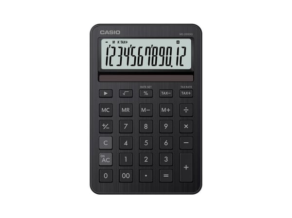 Casio MS-200DQ, Desktop, Grunnleggende, 12 sifre, Batteri/Solcelle, Svart