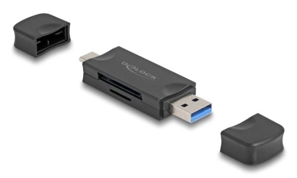 Delock kortinlukija USB 5 Gbps USB Type-C / Type-A SD- ja Micro SD-muistikortteihin musta