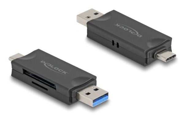 Delock kortinlukija USB 5 Gbps USB Type-C / Type-A SD- ja Micro SD-muistikortteihin musta
