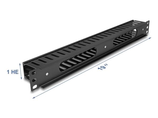 Delock - Rack kabelhåndteringsrutepanel - svart - 1U - 19"