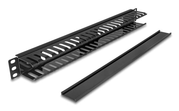 Delock - Rack kabelhåndteringsrutepanel - svart - 1U - 19"