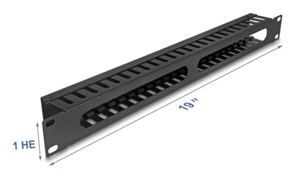 Delock - Rack kabelhåndteringsrutepanel - svart - 1U - 19"