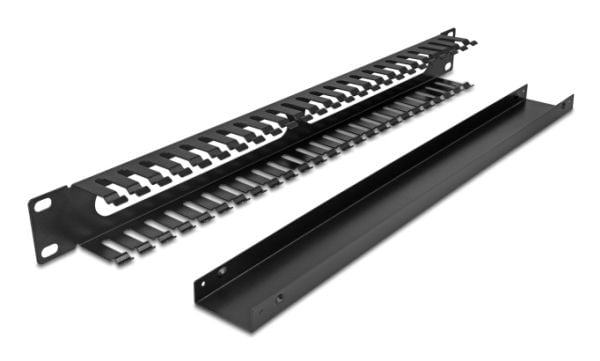 Delock - Rack kabelhåndteringsrutepanel - svart - 1U - 19"