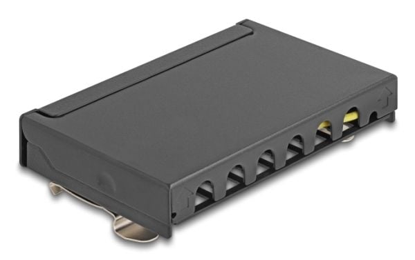 Delock - Koblingspanel - mini - DIN-skinnemonterbar, veggmonterbar, skrivebord - CAT 6a - skjermet - RJ-45 X 6 - svart