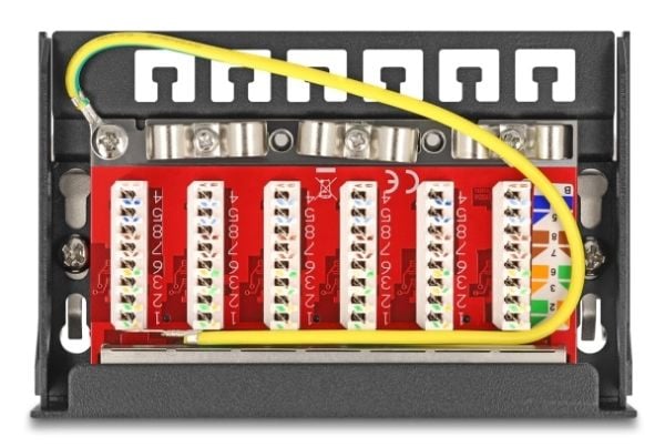 Delock - Koblingspanel - mini - DIN-skinnemonterbar, veggmonterbar, skrivebord - CAT 6a - skjermet - RJ-45 X 6 - svart