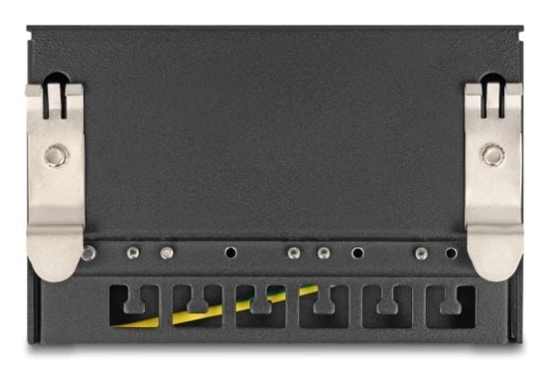 Delock - Koblingspanel - mini - DIN-skinnemonterbar, veggmonterbar, skrivebord - CAT 6a - skjermet - RJ-45 X 6 - svart