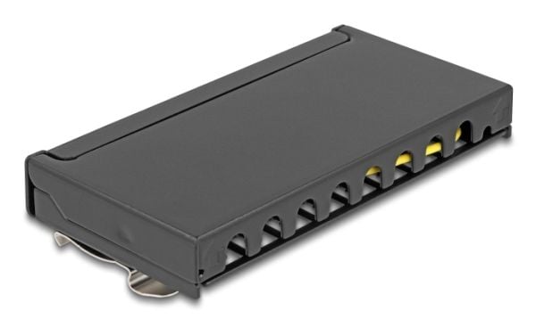 Delock - Koblingspanel - mini - DIN-skinnemonterbar, veggmonterbar, skrivebord - CAT 6a - skjermet - RJ-45 X 8 - svart