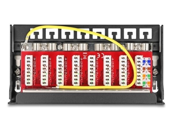 Delock - Koblingspanel - mini - DIN-skinnemonterbar, veggmonterbar, skrivebord - CAT 6a - skjermet - RJ-45 X 8 - svart