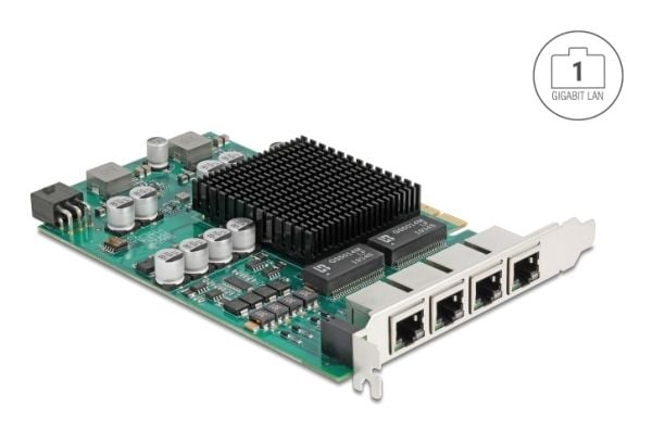 Delock - Nettverksadapter - PCIe 2.1 x4 - 1000Base-T (PoE+) x 4