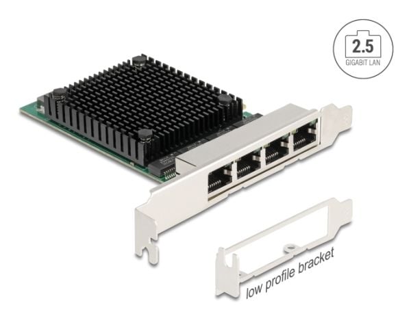 Delock - Nettverksadapter - PCIe 2.1 x4 lav profil - 2.5GBase-T x 4