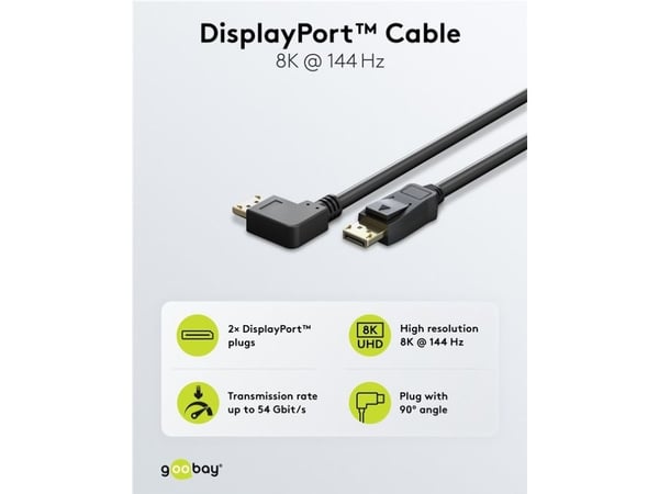 Goobay 77055, 5 m, DisplayPort, DisplayPort, Hankjønn, Hankjønn, 7680 x 4320 piksler