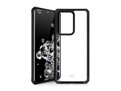 ITSKINS HYBRID SOLID cover til Samsung Galaxy S20 Ultra 4G / 5G®. Sort og gennemsigtig