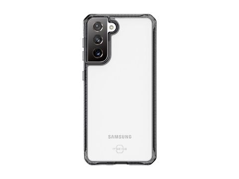 ITSKINS HYBRID CLEAR cover til Samsung Galaxy S21 + 4G / 5G®. Sort og gennemsigtig