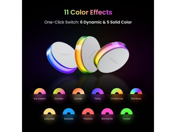 Yeelight Vega, Smartvegglampe, Hvit, Multi, Ambience, Tak, Bord, Bord, Vegg, 2,4 W