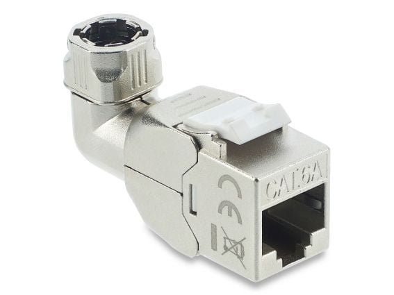 Delock Keystone-modul RJ45 hunn til LSA Cat.6A verktøyfri 90° vinklet skjermet
