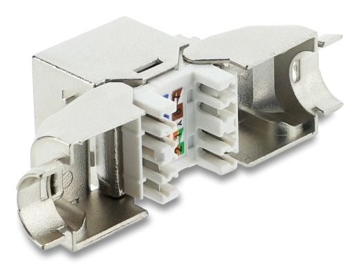 Delock Keystone-modul RJ45 hunn til LSA Cat.6A verktøyfri 90° vinklet skjermet