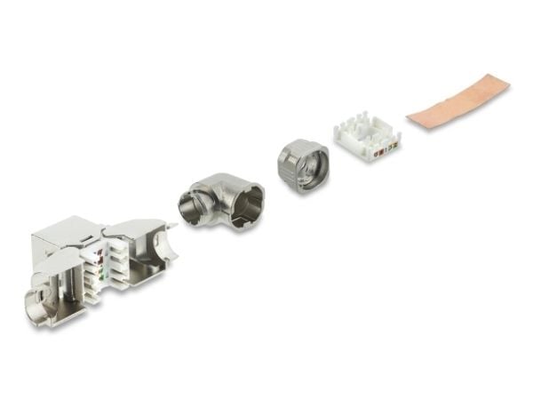 Delock Keystone-modul RJ45 hunn til LSA Cat.6A verktøyfri 90° vinklet skjermet