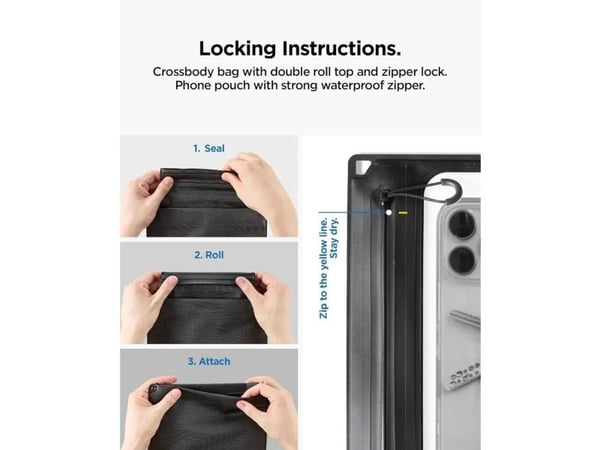 Spigen A640 Aqua Shield, Strandaktiviteter, Camping, Vannsportsaktiviteter, Universell, Svart, Gjennomsiktig, Termoplastisk polyuretan (TPU), Glide...