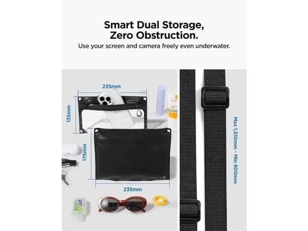 Spigen A640 Aqua Shield, Strandaktiviteter, Camping, Vannsportsaktiviteter, Universell, Svart, Gjennomsiktig, Termoplastisk polyuretan (TPU), Glide...