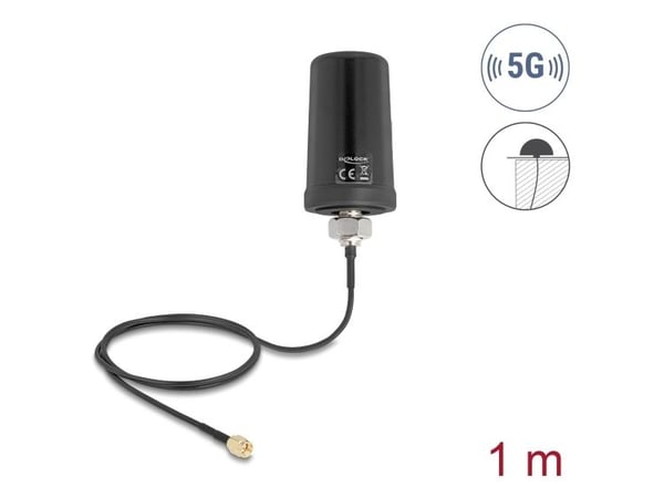 Delock - Antenne - mobiltelefon, Wi-Fi, IoT, navigasjon, Bluetooth - rundtstrålende - takmonterbar, utendørs, skruemontering