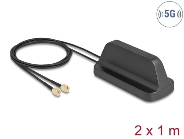 Delock - Antenne - Planar Inverted F-Shaped (PIFA) - mobiltelefon, Wi-Fi, IoT, navigasjon, Bluetooth - rundtstrålende - magnetmonterbar, utendørs