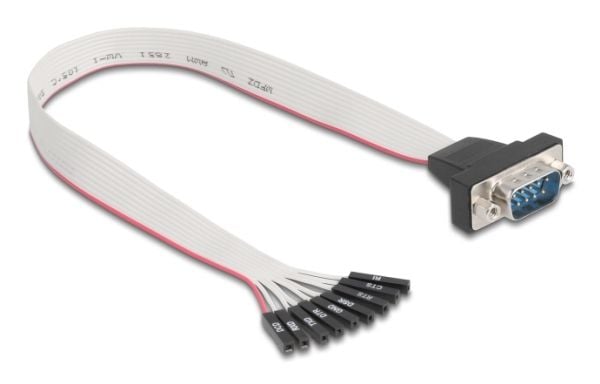 DeLOCK 90853, musta, Harmaa, 0,3 m, RS-232, 9 x 1-pin, Uros, Naaras