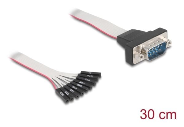 DeLOCK 90853, musta, Harmaa, 0,3 m, RS-232, 9 x 1-pin, Uros, Naaras