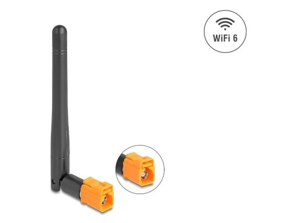 Delock - Antenne - dipol - Wi-Fi - 2.5 dBi (for 2.4 - 2.5 GHz), 3 dBi (for 5,15 - 5,875 GHz) - rundtstrålende