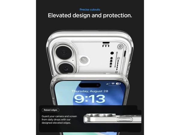 Spigen Ultra Hybrid (MagFit) Neo One, Suojus, Apple, iPhone 17, 16 cm (6.3"), musta, Läpinäkyvä