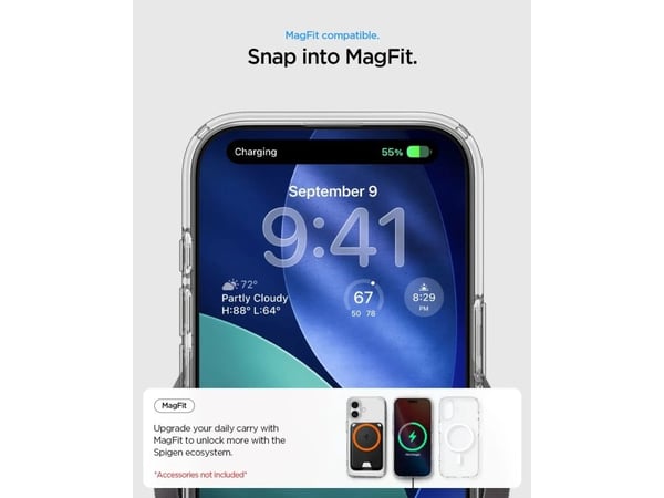 Spigen Ultra Hybrid (MagFit), Etui, Apple, iPhone 17, 16 cm (6.3"), Grafitt, Gjennomsiktig