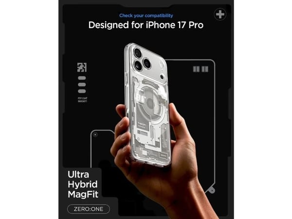 Spigen Ultra Hybrid (MagFit) Zero One, Suojus, Apple, iPhone 17 Pro, 16 cm (6.3"), musta