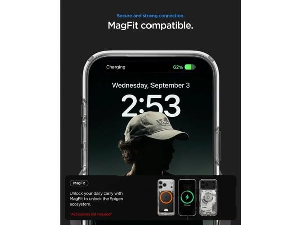 Spigen Ultra Hybrid (MagFit) Zero One, Suojus, Apple, iPhone 17 Pro, 16 cm (6.3"), musta