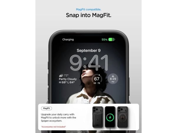 Spigen Thin Fit (MagFit), Mobilskal, Apple, iPhone 17 Pro, 16 cm (6.3"), Mörkgrå