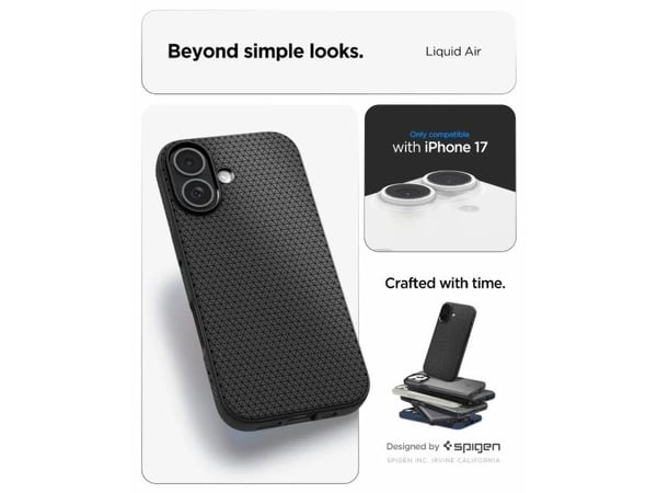 Spigen Liquid Air, Mobilskal, Apple, iPhone 17, 16 cm (6.3"), Självtorkning