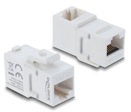 Delock - Nettverkkopler - RJ-45 (hunn) rett til RJ-45 (hunn) vinklet - UTP - CAT 6a - hvit