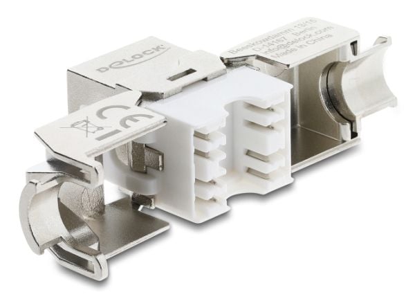 DeLOCK 90715, Tasainen, Hopea, Valkoinen, RJ-45, LSA, Naaras, Cat8.1