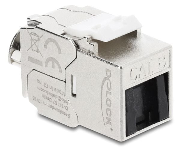 Delock Keystone-modul RJ45 hunn til LSA Cat.8.1 skjermet med låseklips og støvdeksel uten kabelbinder