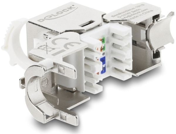 Delock Keystone-modul RJ45 hunn til LSA Cat.8.1 skjermet med låseklips og støvdeksel uten kabelbinder
