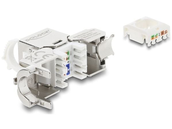 Delock Keystone-modul RJ45 hunn til LSA Cat.8.1 skjermet med låseklips og støvdeksel uten kabelbinder