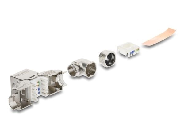 DeLOCK 90797, Tasainen/kulmassa, Hopea, RJ-45, LSA, Naaras, 22/24