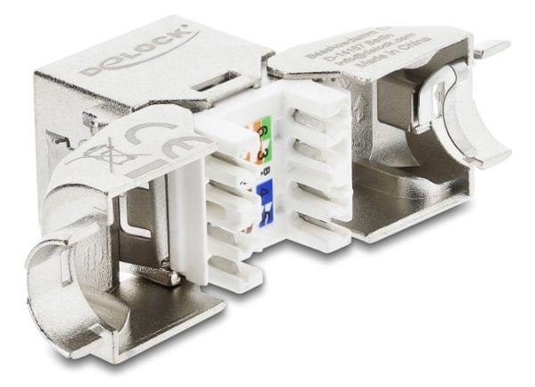 Delock Keystone-modul RJ45 hunn til LSA Cat.6A med metallås verktøyfri 45° vinklet skjermet