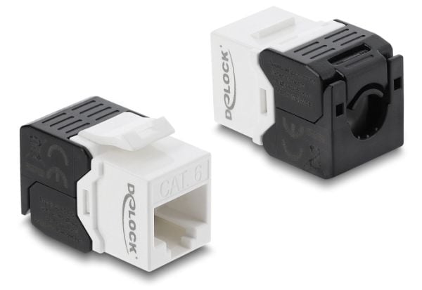 Delock - Modulinnlegg - toolfree - CAT 6 - UTP - RJ-45, LSA - svart, hvit
