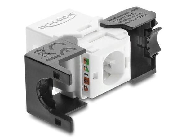 Delock - Modulinnlegg - toolfree - CAT 6 - UTP - RJ-45, LSA - svart, hvit